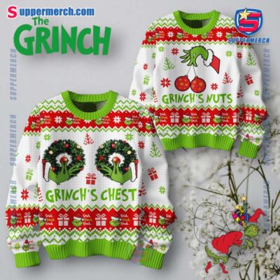Grinch's Chest Grinch's Nuts Ugly Christmas Sweater gsdBnRX