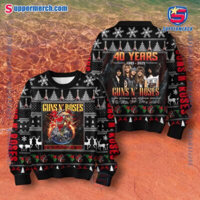 Guns N' Roses 40 Years 1985-2025 Ugly Christmas Sweater aw3UZbC