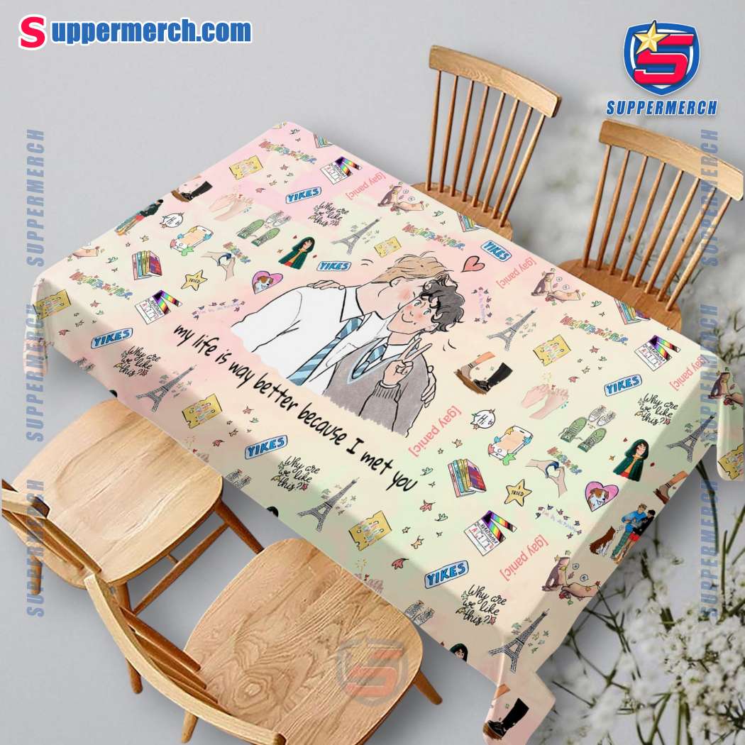 Heartstopper My Life Is Way Better Because I Met You Square Tablecloth Gn92vJN