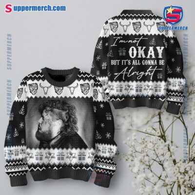 Jelly Roll I'm Not Okay But It's All Gonna Be Alright Ugly Sweater abAyTFi