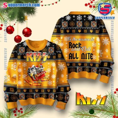 Kiss Tis The Season To Rock And Roll All Nite Ugly Christmas Sweater 4rgSHuG