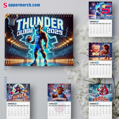 Oklahoma City Thunder Wall Hanging Calendar 2025 vZyHX8L