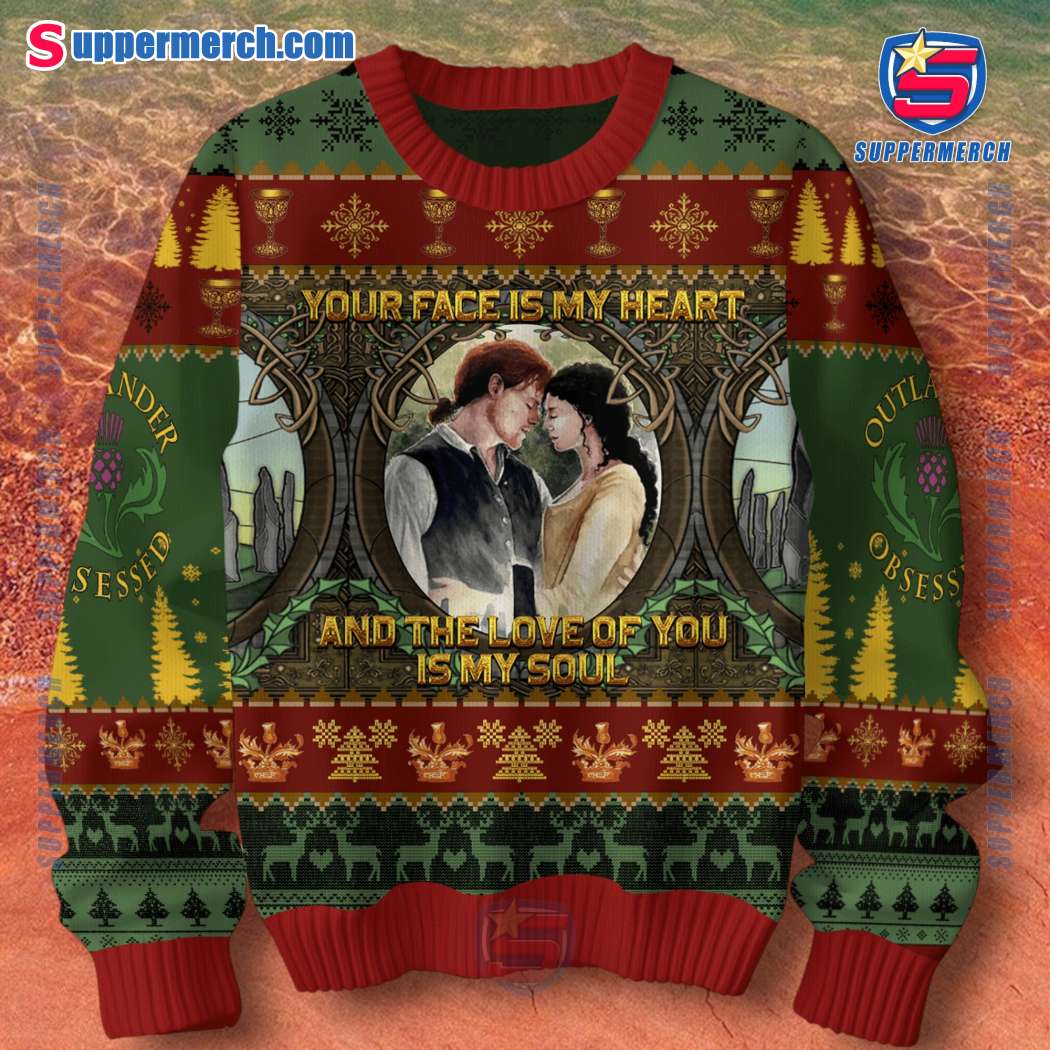 Outlander Your Face Is My Heart And The Love Of You Is My Soul Christmas Jumper Sweater-a eocKnXF