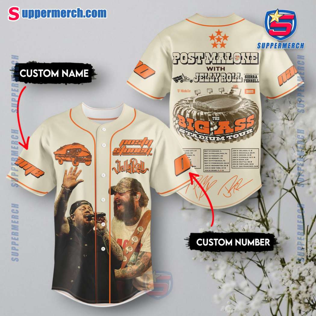 Post Malone With Jelly Roll The Big Ass Stadium Tour Posty Stoney Personalized Baseball Jersey tBY17eH