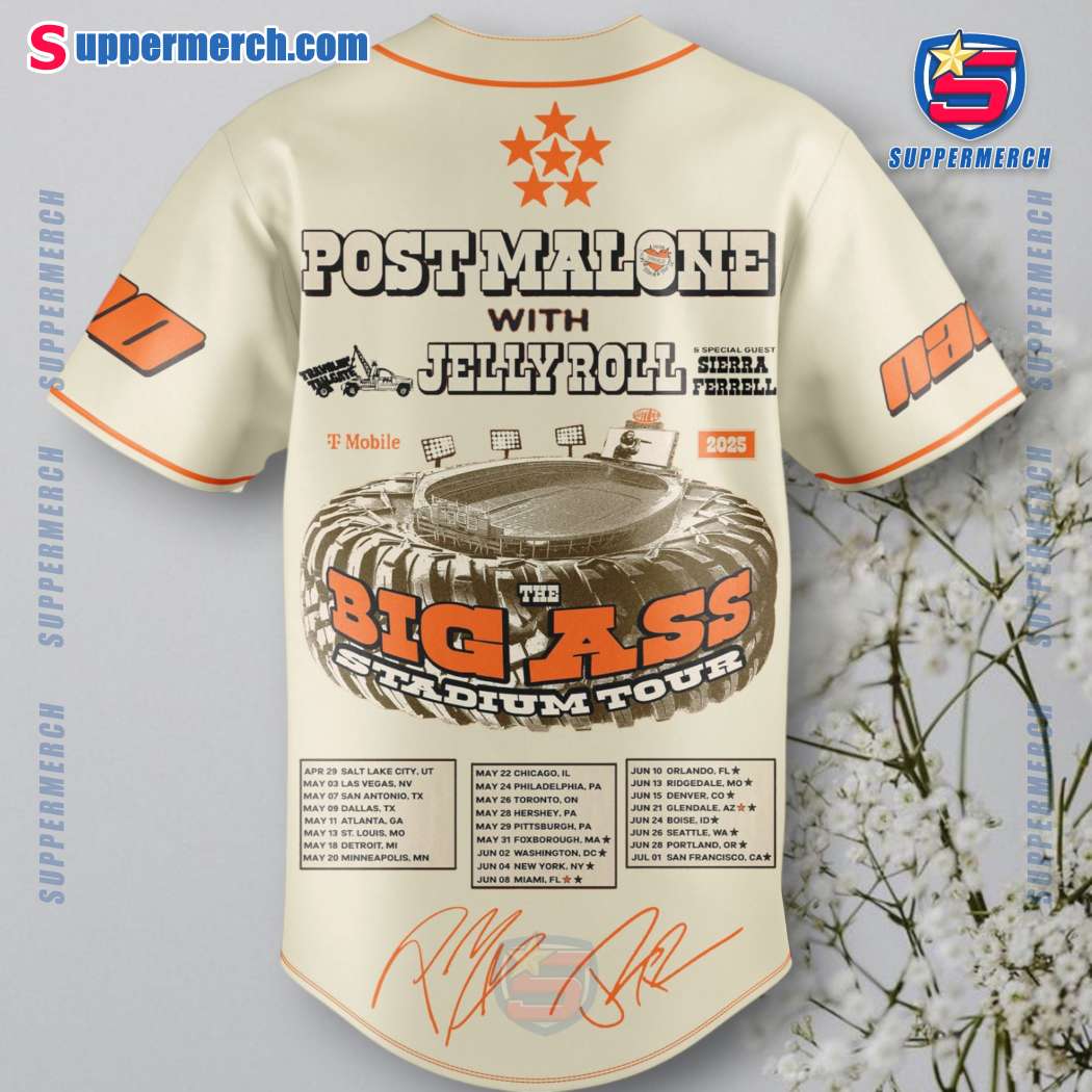 Post Malone With Jelly Roll The Big Ass Stadium Tour Posty Stoney Personalized Baseball Jersey-b KNUbxH0