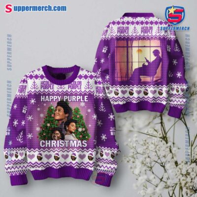 The Color Purple Happy Purple Christmas Sweater 8GFkjoe