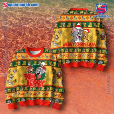 Tom And Jerry Merry Christmas Ugly Christmas Sweater 1V8vzyb