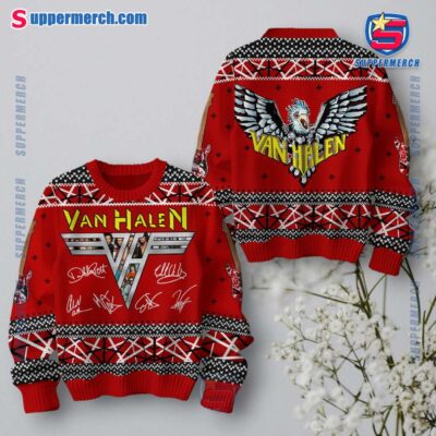 Van Halen Signatures Christmas Sweater DxnPA8d