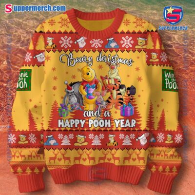 Winnie The Pooh Beary Christmas And A Happy Pooh Year Jumper Sweater-a 0NdIHVL