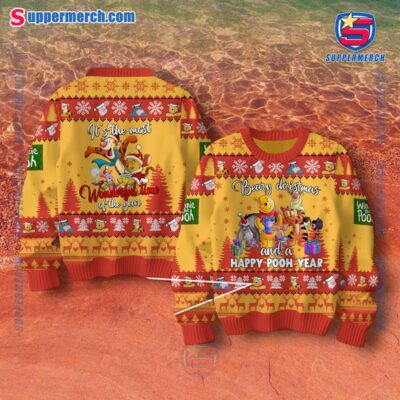 Winnie The Pooh Beary Christmas And A Happy Pooh Year Jumper Sweater sHJMUNX