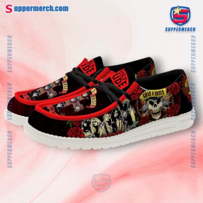 Guns N' Roses Skull Roses Loafer Shoes-a sNmvLlP