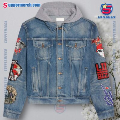 Limp Bizkit Flaming Blades Design Jean Hoodie Jacket-a 6HoWwRD