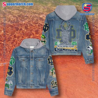 Notre Dame Fighting Irish 2025 College Football Playoff Champions Jean Hoodie Jacket pFMvx9i