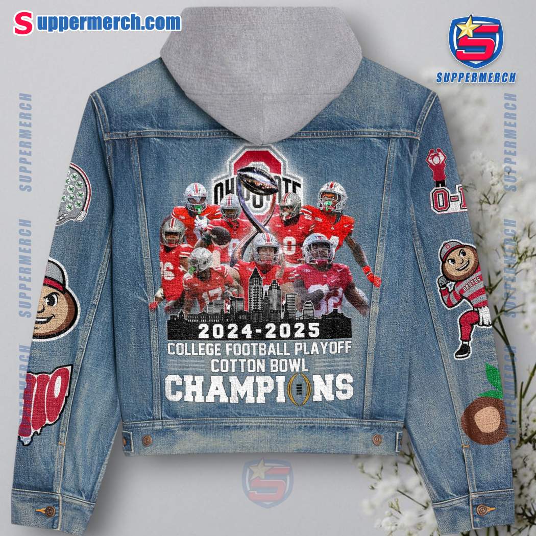 Ohio State Buckeyes 2024-2025 College Football Playoff Cotton Bowl Champions Jean Hoodie Jacket-b LbzNd8j