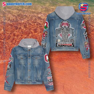 Ohio State Buckeyes 2025 College Football Playoff Champions Jean Hoodie Jacket BupomMS