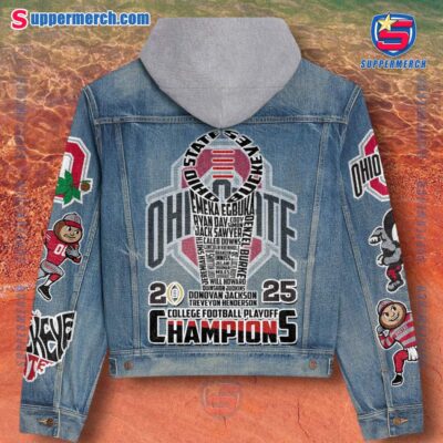Ohio State Buckeyes 2025 College Football Playoff Champions Jean Hoodie Jacket-a T4EkIpJ