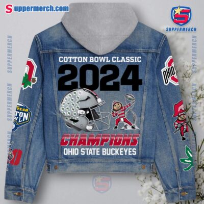 Ohio State Buckeyes Cotton Bowl Classic 2024 Champions Jean Hoodie Jacket-a anUe2hN