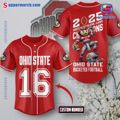 Ohio State Buckeyes Football 2025 Goodyear Cotton Bowl Classic Champions Personalized Baseball Jersey hxlgUVT
