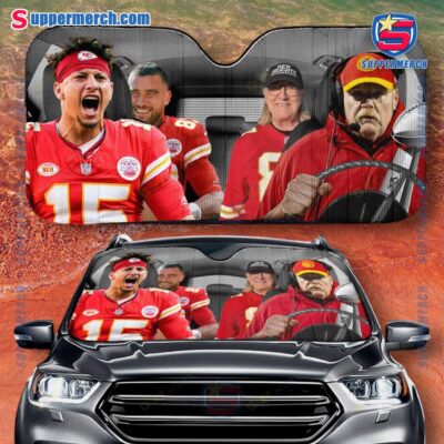 Kansas City Chiefs Andy Rei, Patrick Mahomes, Travis Kelce And Donna Kelce Auto Sun Shade WCJGPjk