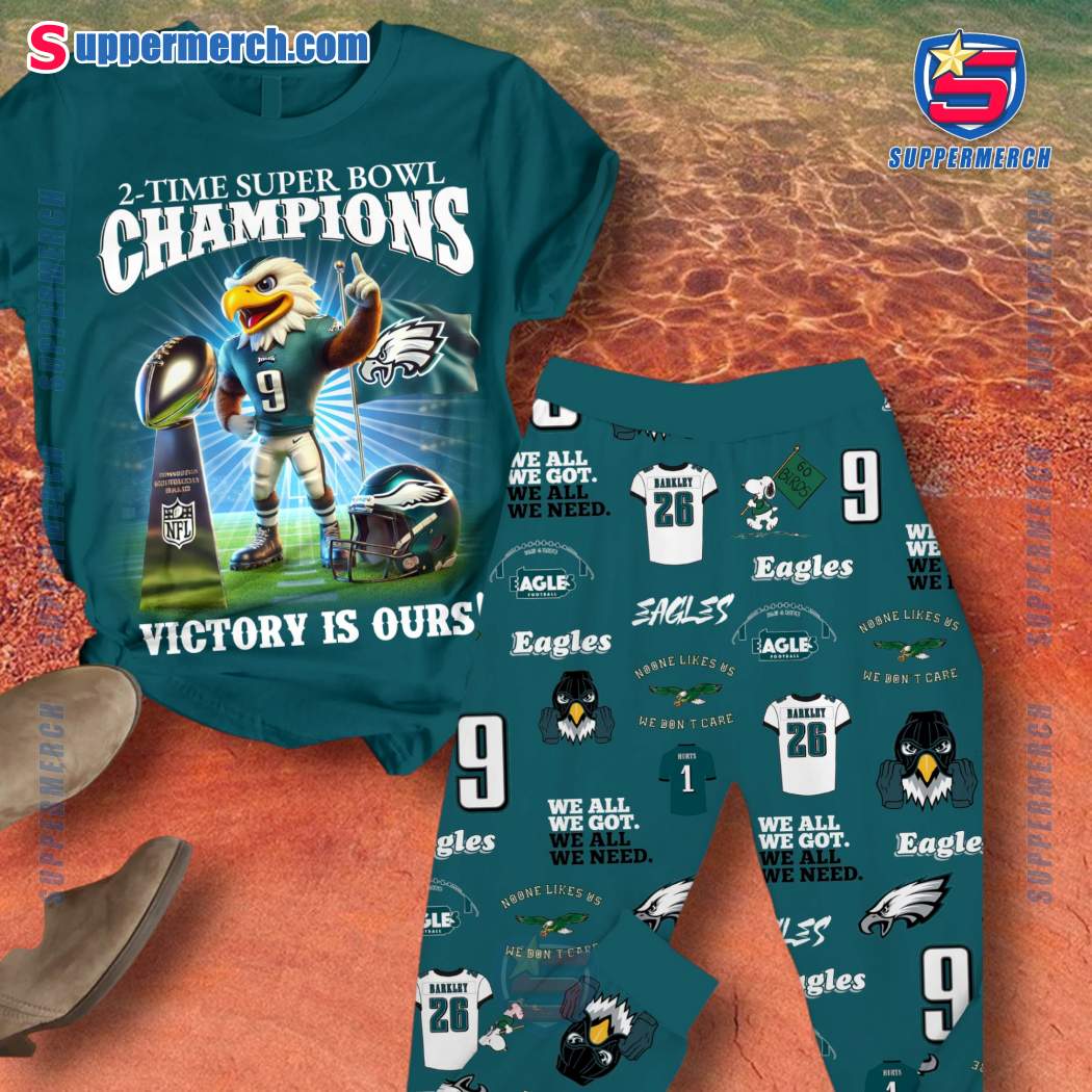 Philadelphia Eagles 2 Time Super Bowl Champions Victory Is Ours Pajamas Set B7MRyqO