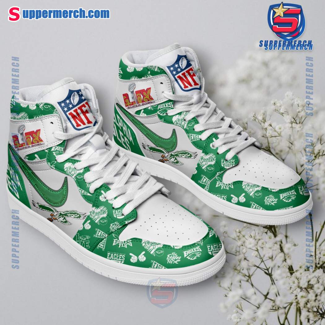 Philadelphia Eagles Super Bowl Lix Champions Air Jordan High Top Shoes-a spzole6