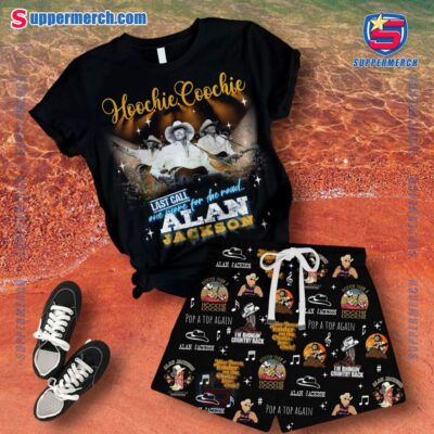 Alan Jackson Hoochie Coochie Last Call One More For The Road Short Pajamas Set msvuIg5
