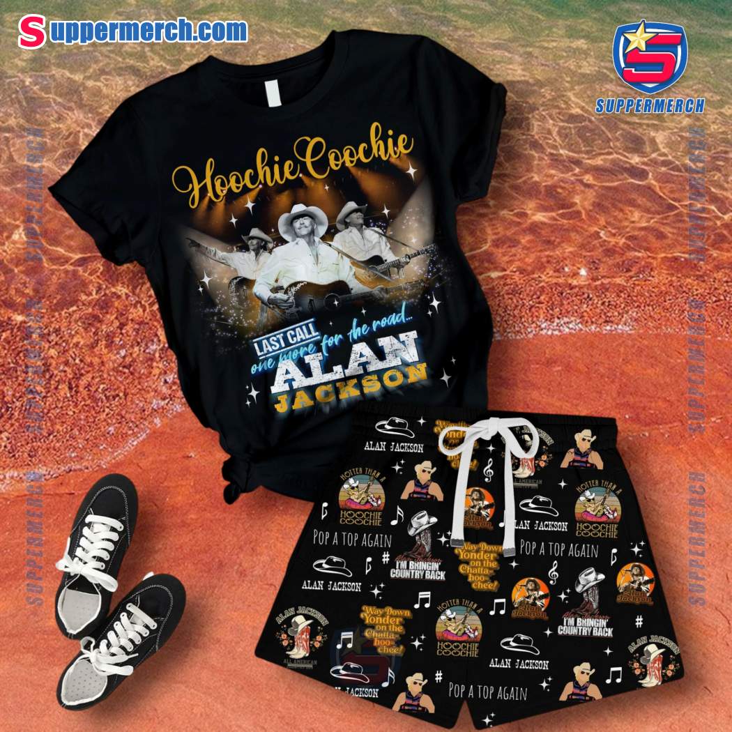 Alan Jackson Hoochie Coochie Last Call One More For The Road Short Pajamas Set msvuIg5
