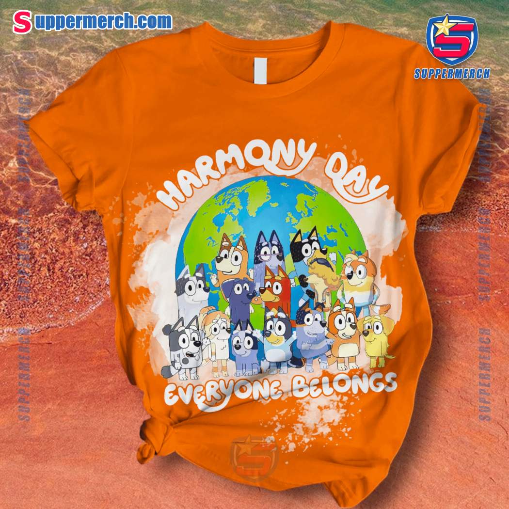 Bluey Harmony Day Everyone Belongs Orange Short Pajamas Set-b 3DjVYwy