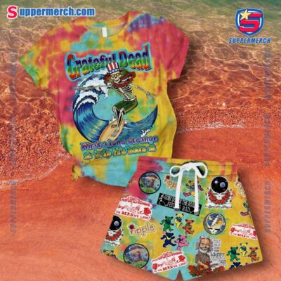 Grateful Dead What A Long Strange Trip It's Been Tie Dye Short Pajamas Set y0kibtM