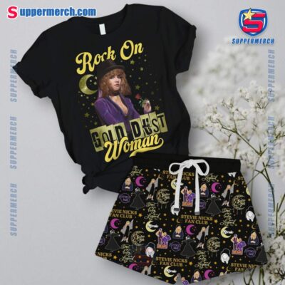 Stevie Nicks Rock On Gold Dust Woman Short Pajamas Set qZWpEgJ