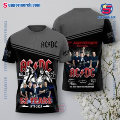 ACDC 52 Years 1973-2025 Signatures 3D Shirt hNzYtF9