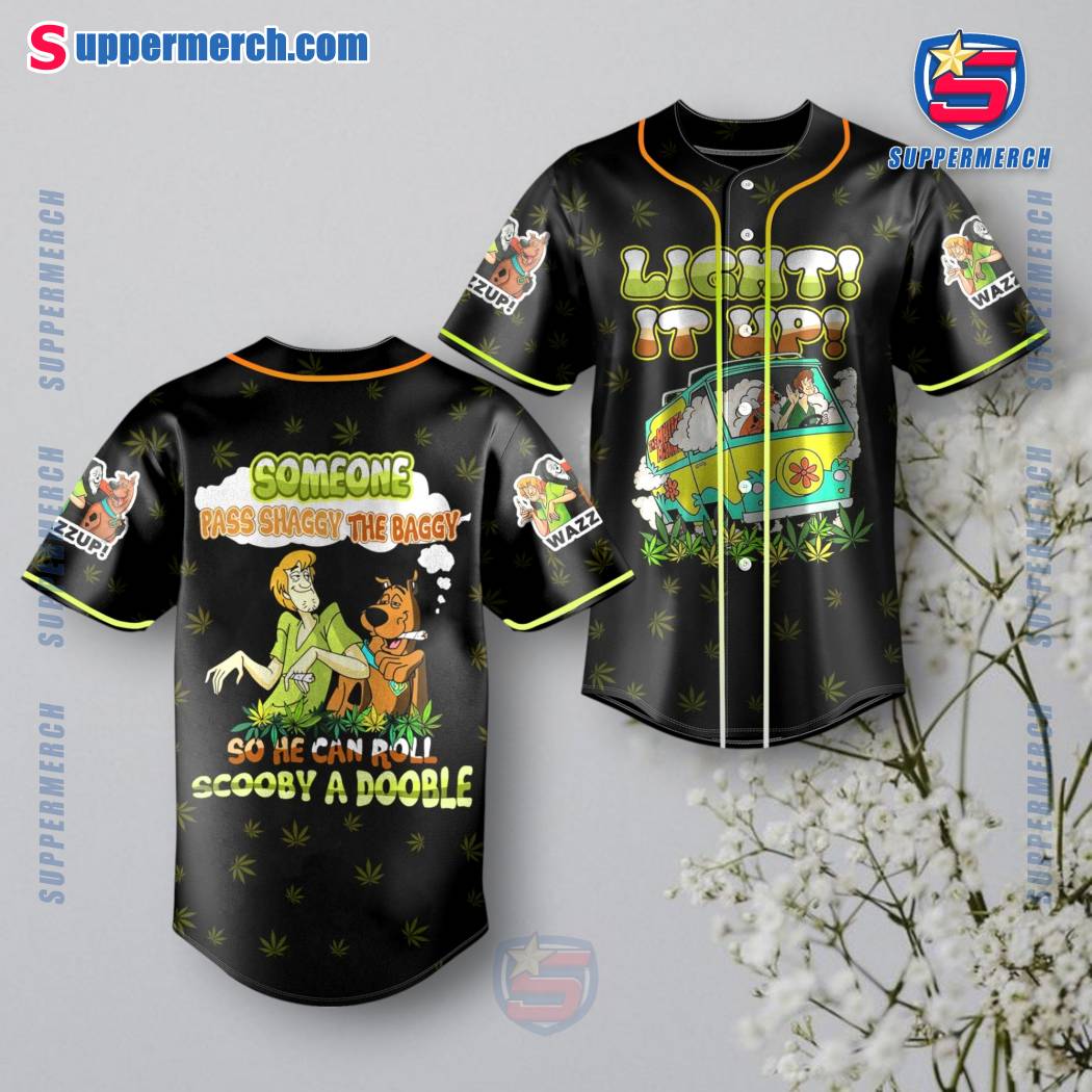Scooby-doo Light It Up Someone Pass Shaggy The Baggy Baseball Jersey Jn2oQKl