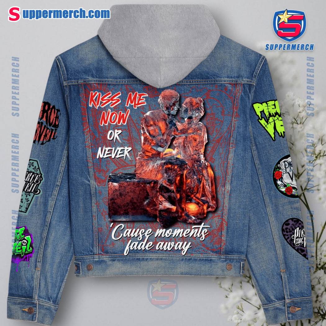 Pierce The Veil Kiss Me Now And Never 'cause Moments Fade Away Jean Hoodie Jacket-b 4283pm1