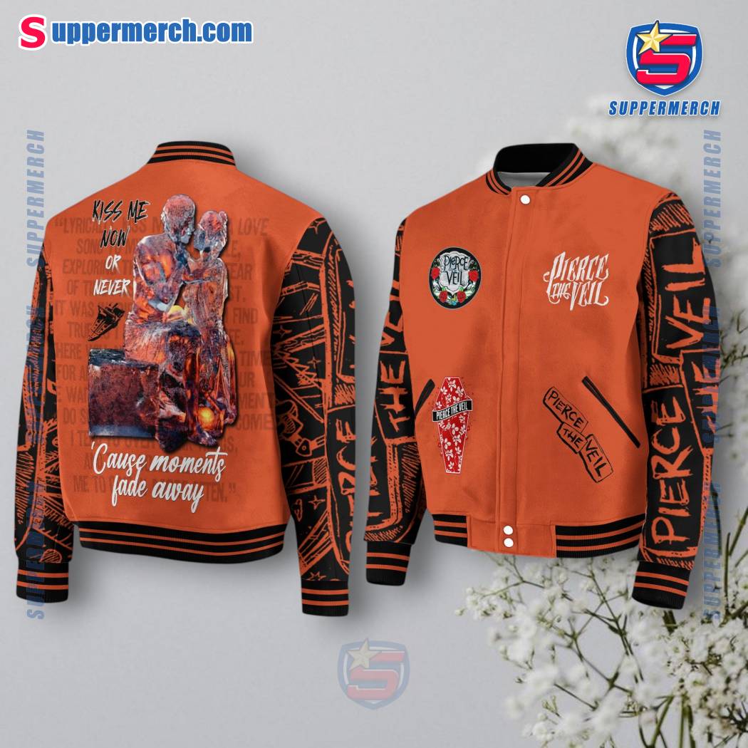 Pierce The Veil Kiss Me Now Or Never 'cause Moments Fade Away Baseball Jacket DKIr6qT