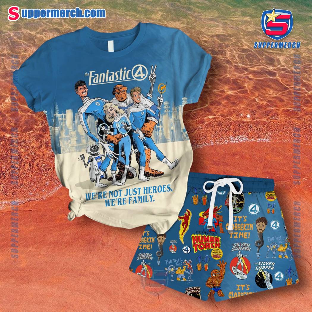 The Fantastic 4 We're Not Just Heroes We're Family Short Pajamas Set MLFlh0B