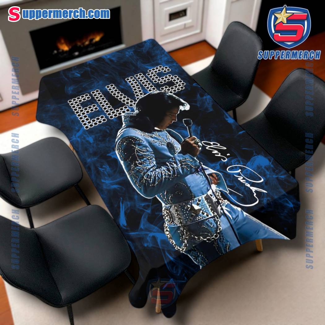 Elvis Presley Blue Abstract Tablecloth QVkjY7A