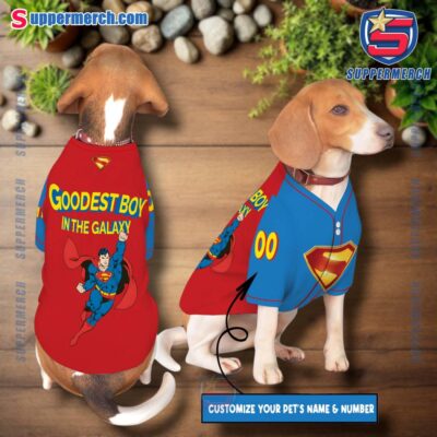 Superman Goodest Boy In The Galaxy Personalized Pet Baseball Jersey d5QqePg